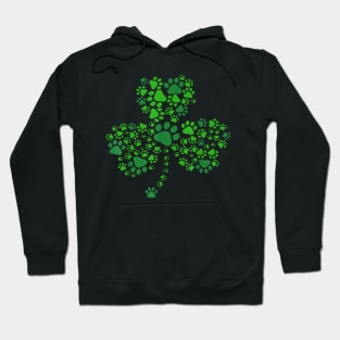 Dog Paw Irish Lucky Green Shamrock Clover St Patrick's Day Hoodie